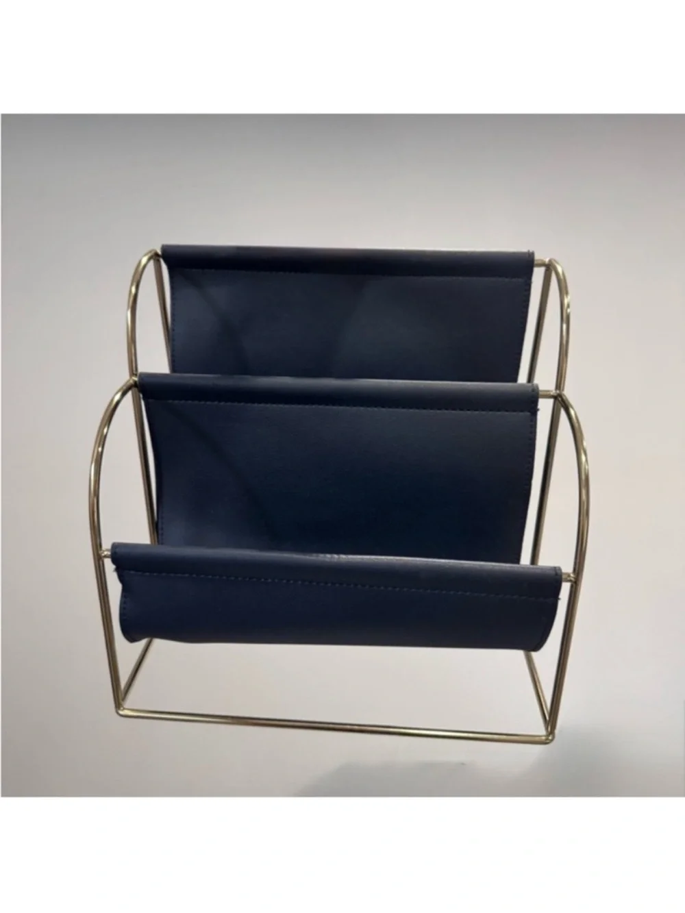 File holder navy gold folder rack magazine leather office storage organizer